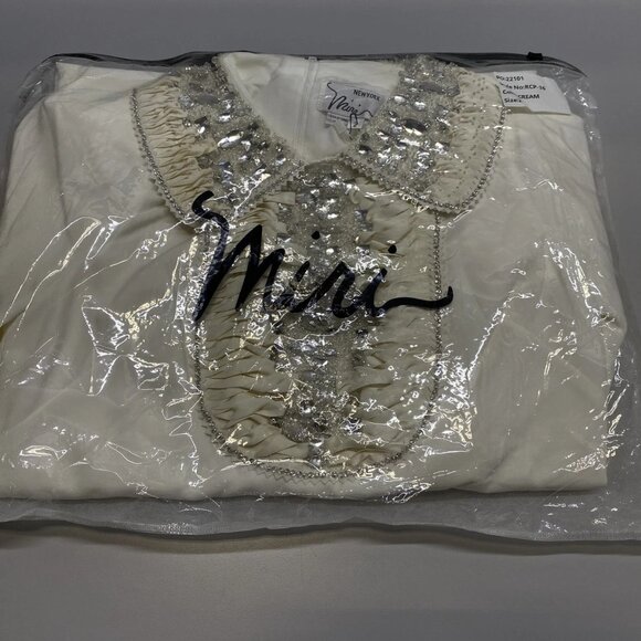 Miri New York Women’s Embellished Collar Midi Dress Size 2 Cream White - Picture 3 of 15